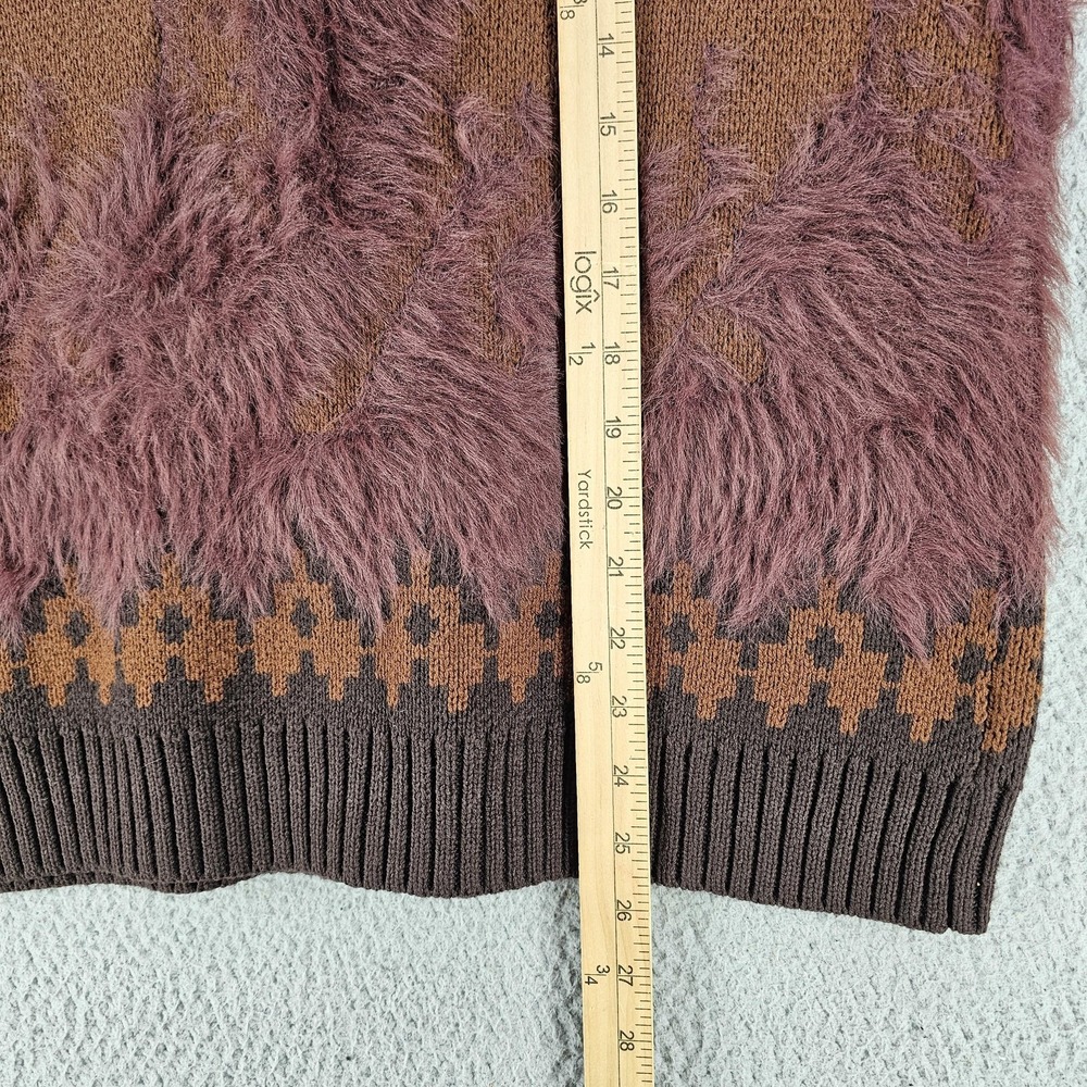BDG Nordic Fuzzy Horse Cardigan Mens Medium Brown Knit Sweater Urban Outfitters - Picture 8 of 9